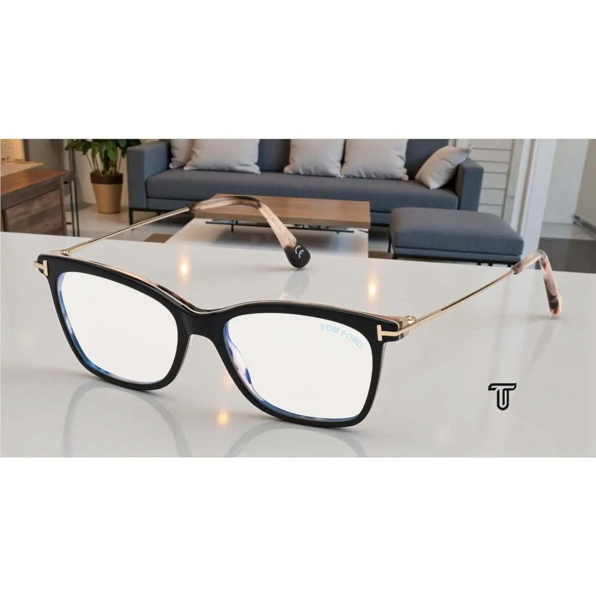 Tom Ford TF 5712-B 005 Black Gold Havana Eyeglasses Size 52-15-140