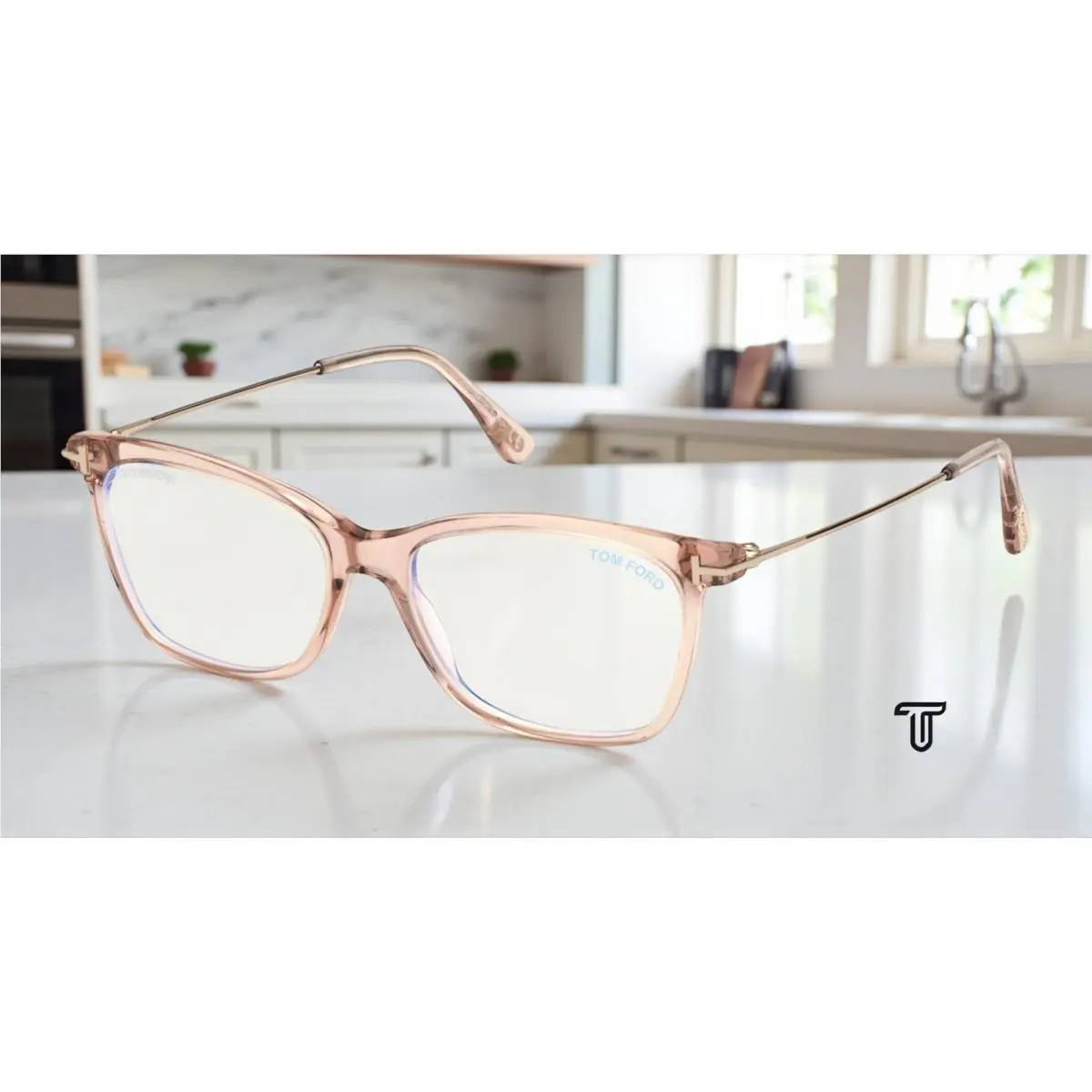 Tom Ford FT5712 B 072 Shiny Pink Plastic Blue Block 52 mm Women`s Eyeglasses