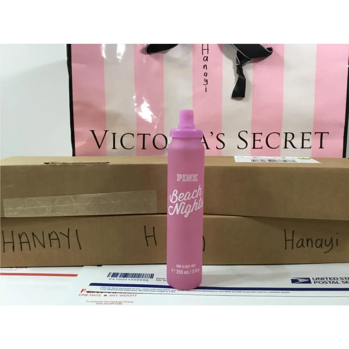 Victoria`s Secret Pink Beach Nights Hair Body Mist Spray 5 OZ NO Lid/cap