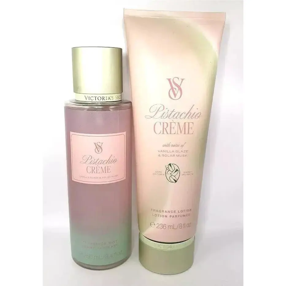 Victoria`s Secret Pistachio Creme Body Mist Lotion Set OF 2