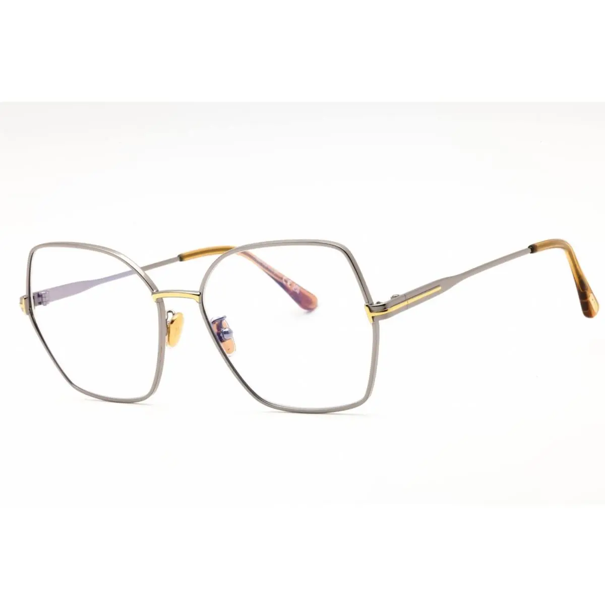 Tom Ford Women`s Eyeglasses Shiny Light Ruthenium Metal Oversized FT5876-B 014