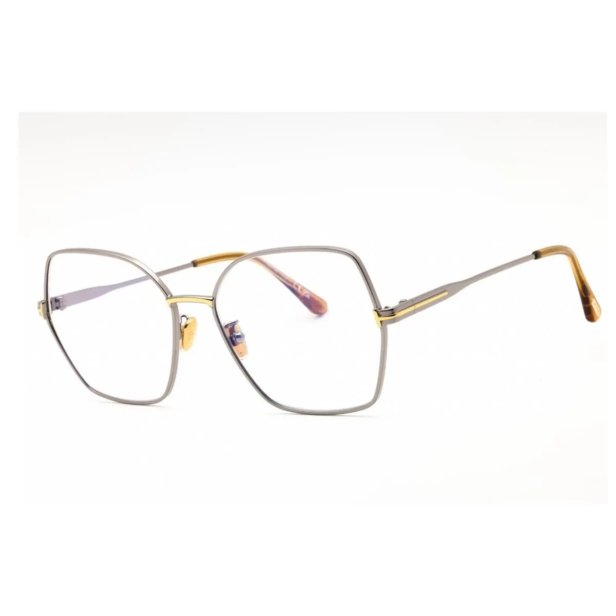 Women`s Eyeglasses Shiny Light Ruthenium Metal Oversized FT5876-B 014 by Tom Ford