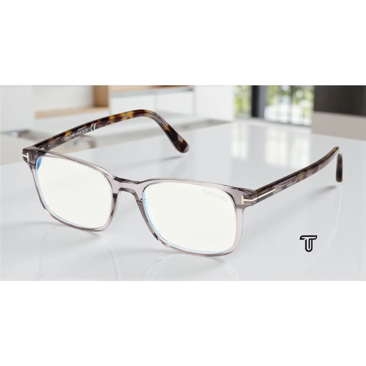 Tom Ford FT5831 F B 020 Plastic Grey Other 55 mm Men`s Eyeglasses