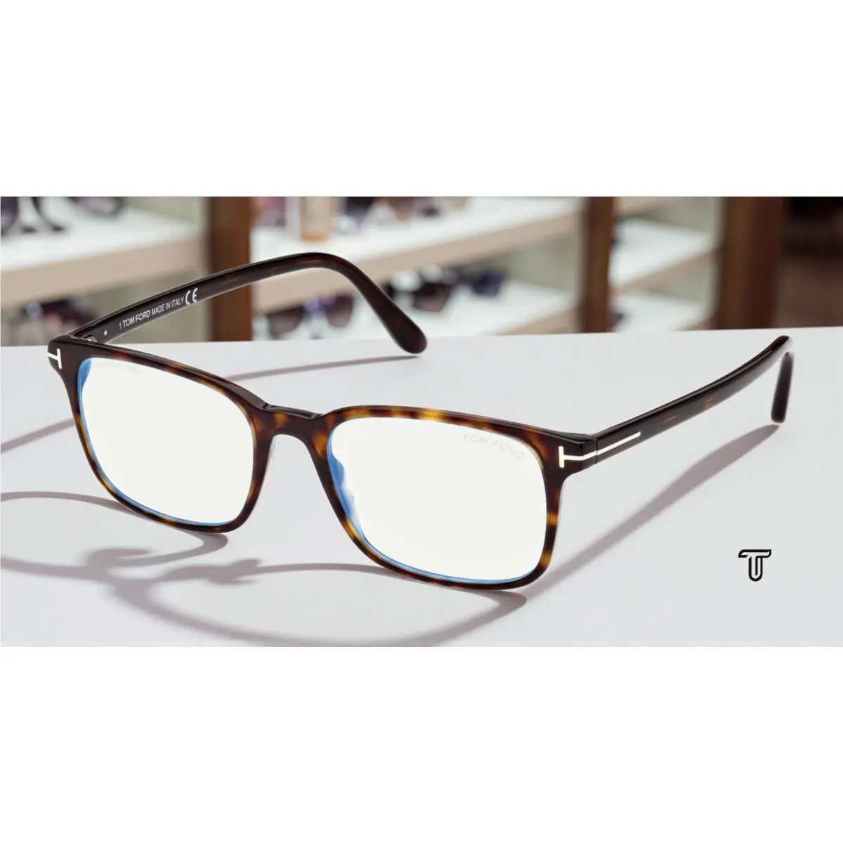 Tom Ford FT5831 B 052 Dark Havana Blue Block Lens 53 mm Men`s Eyeglasses