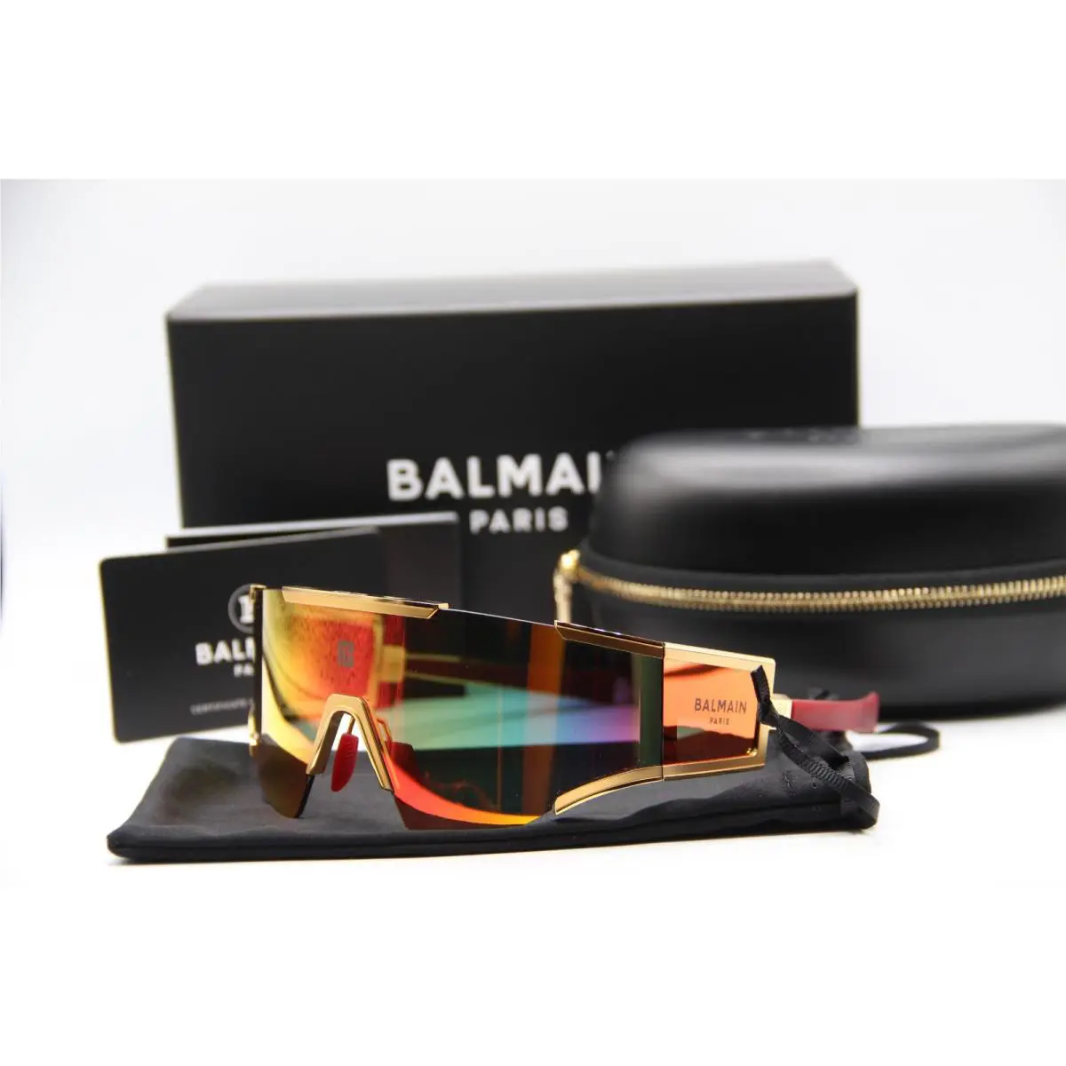 Balmain Paris Fleche BPS-138C-141 Gold Red Sunglasses 141-118