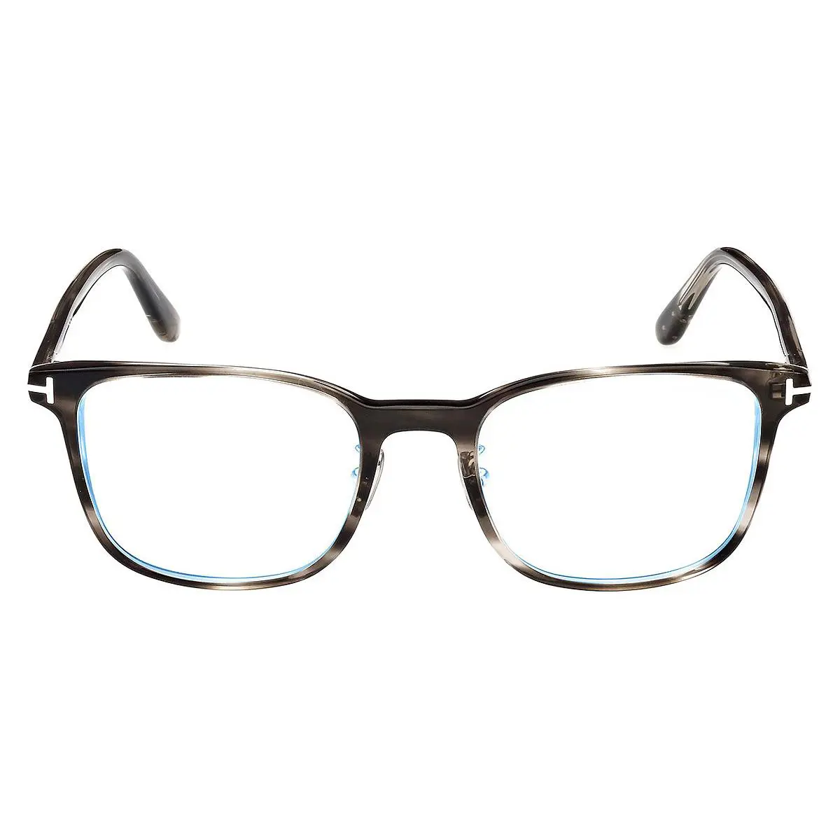 Tom Ford FT5925-D-B Striped Black Havana/shiny Palladium/t Logo / Blue Block