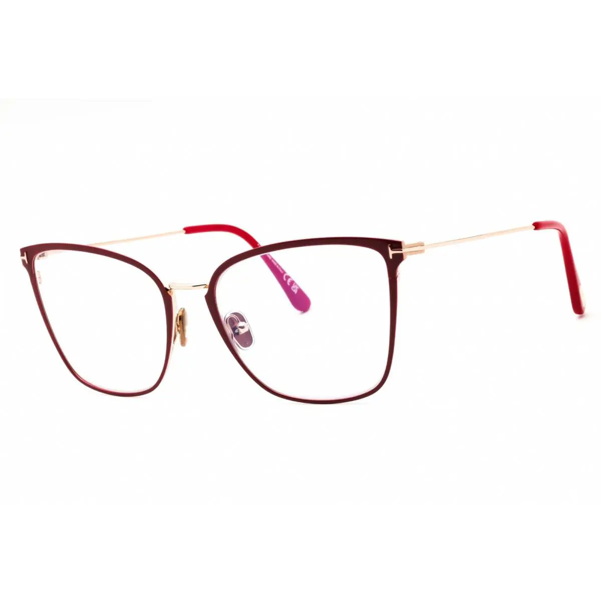Tom Ford FT5839 B 075 Metal Shiny Fuxia Blue Block Lens 56 mm Women`s Eyeglasses