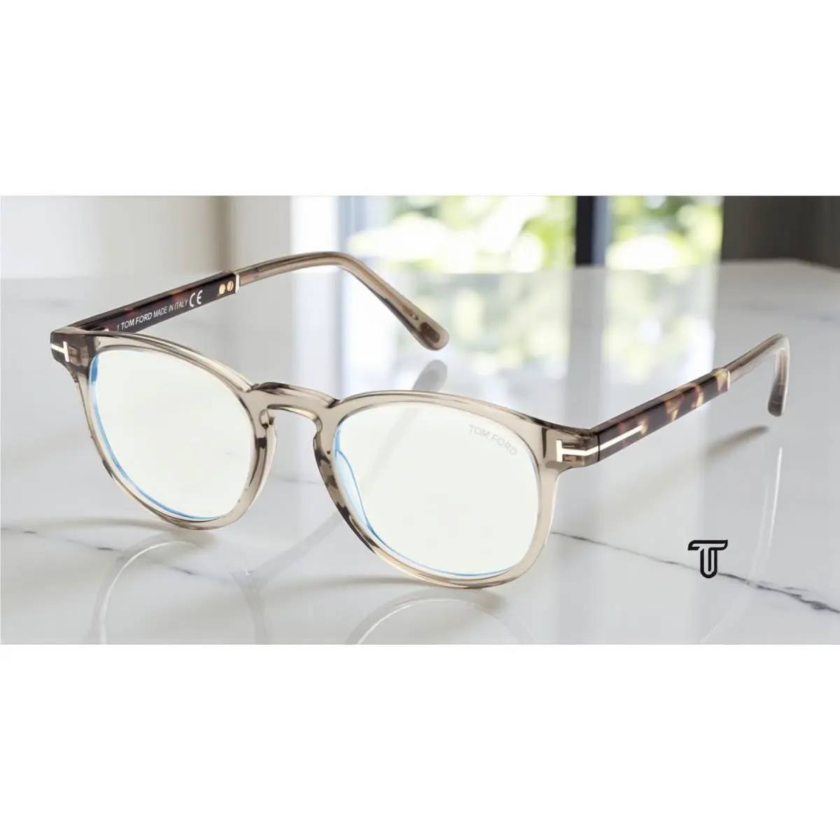 Tom Ford FT5891 B 095 Plastic Light Green Other 49 mm Unisex Eyeglasses