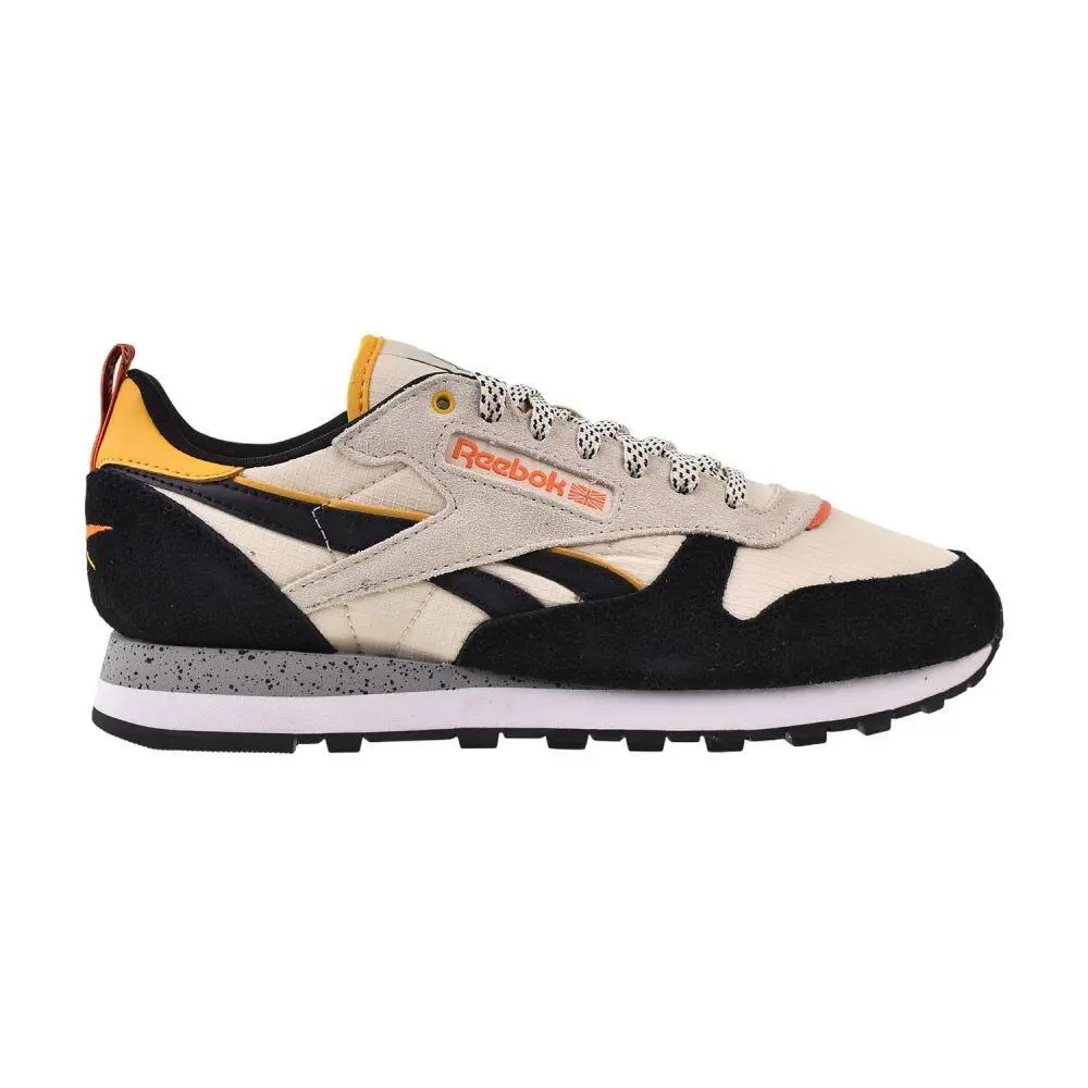 Reebok Classic Leather Men`s Shoes Beige/black/blue 100201122 - Beige/Black/Blue