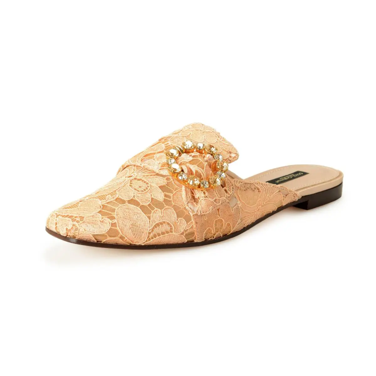 Dolce Gabbana Women`s Jackie Beige Lace Flats Sandals Shoes US 9.5 IT 39.5 by Dolce & Gabbana