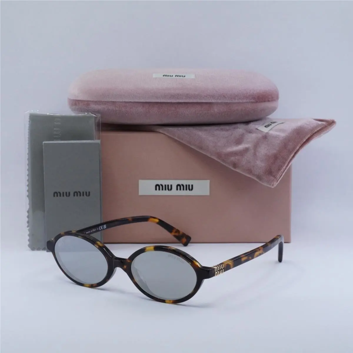 Miu Miu MU04ZSF VAU07F Honey Havana/light Grey Mirror Silver 50-18-140