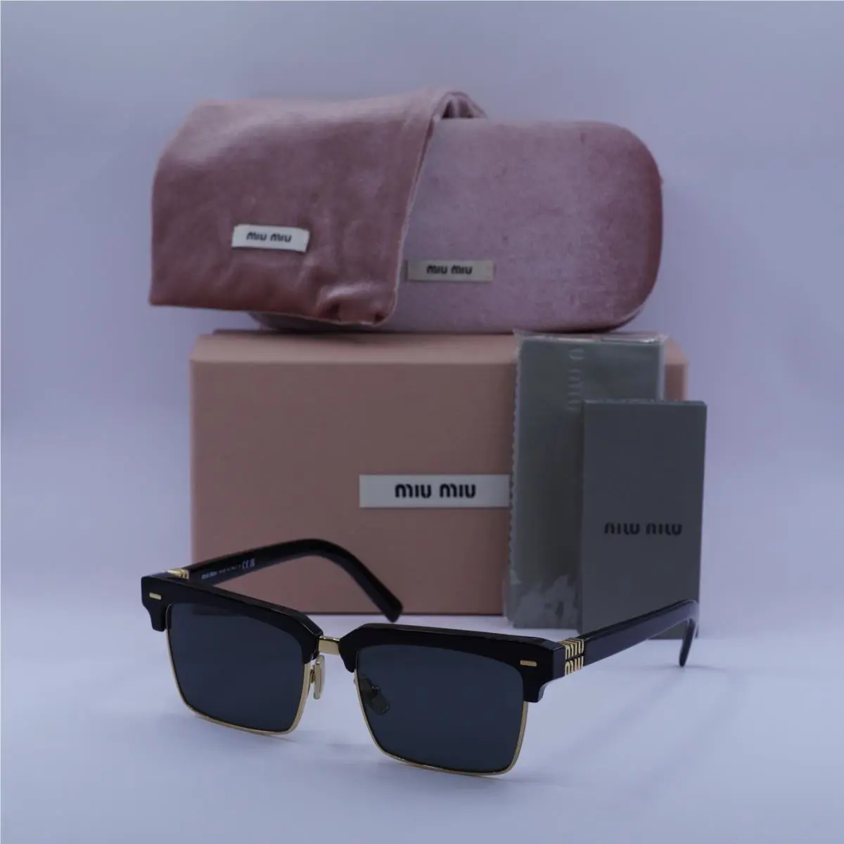 Miu Miu MU10ZS 1AB5S0 Black/gold/dark Grey 54-17-140 Sunglasses