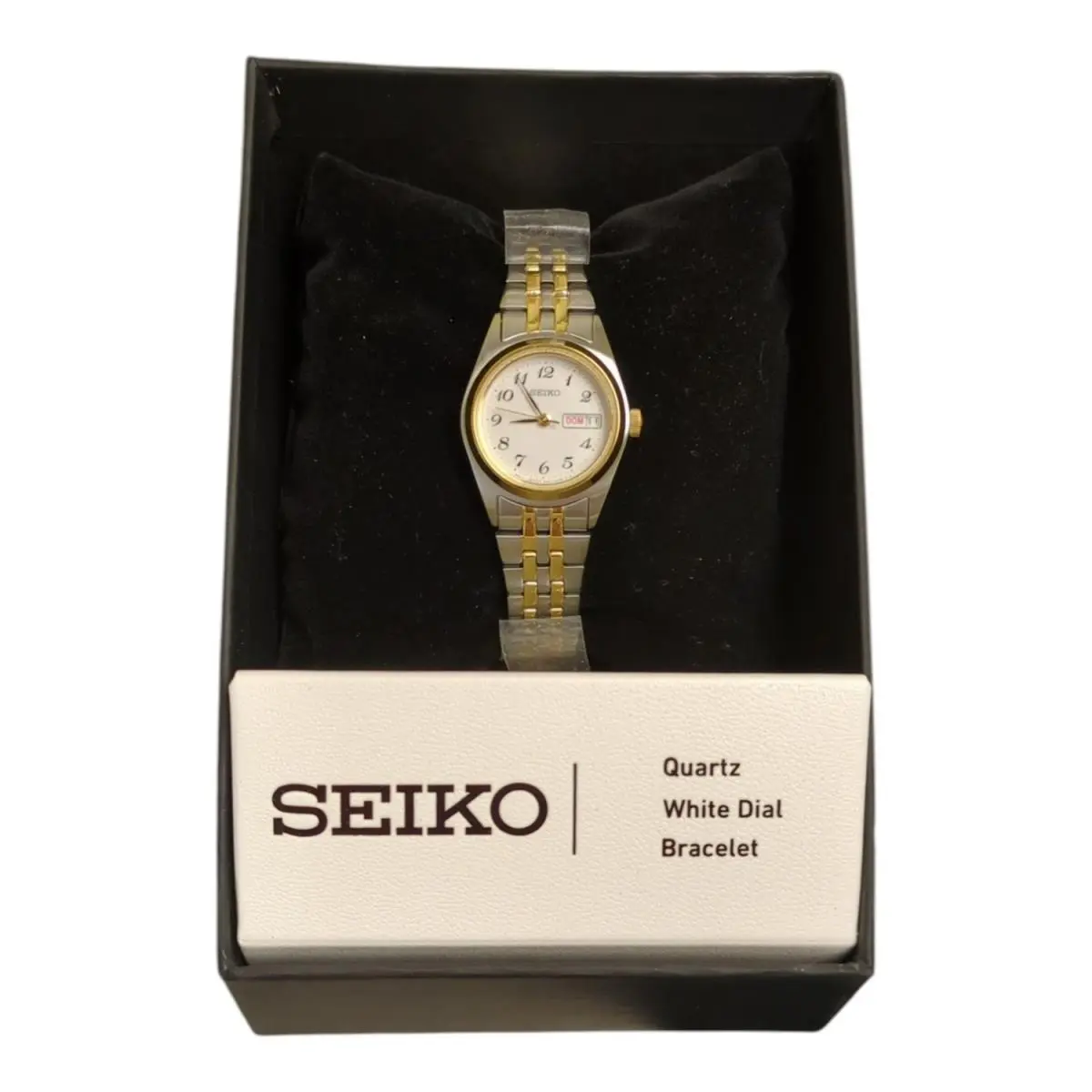 Essentials White Dial Two-tone Stainless Women`s Watch SUR438 by Seiko