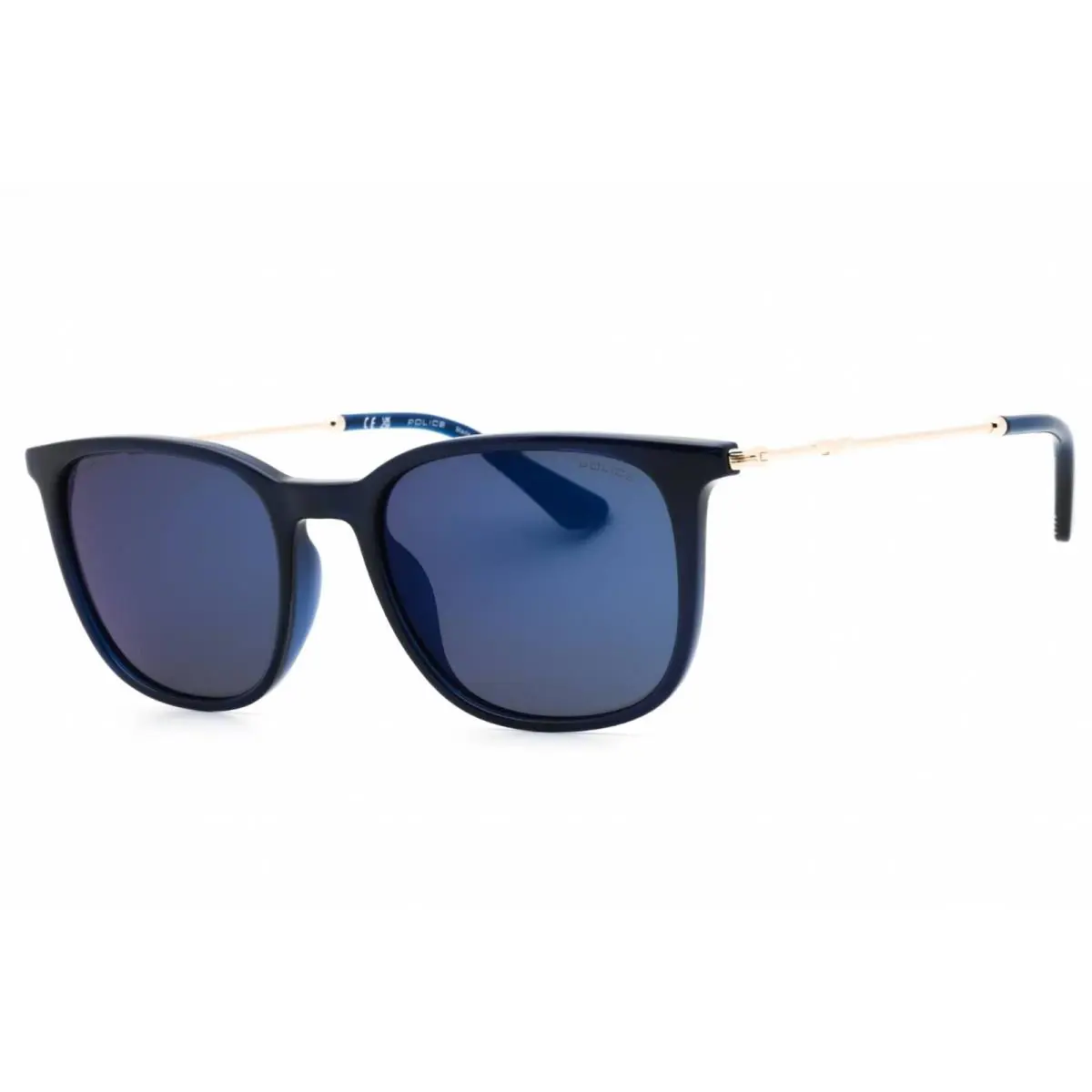 Police Men`s Sunglasses Shiny Transparent Blue Square Shape Frame SPLL77M 6G5P