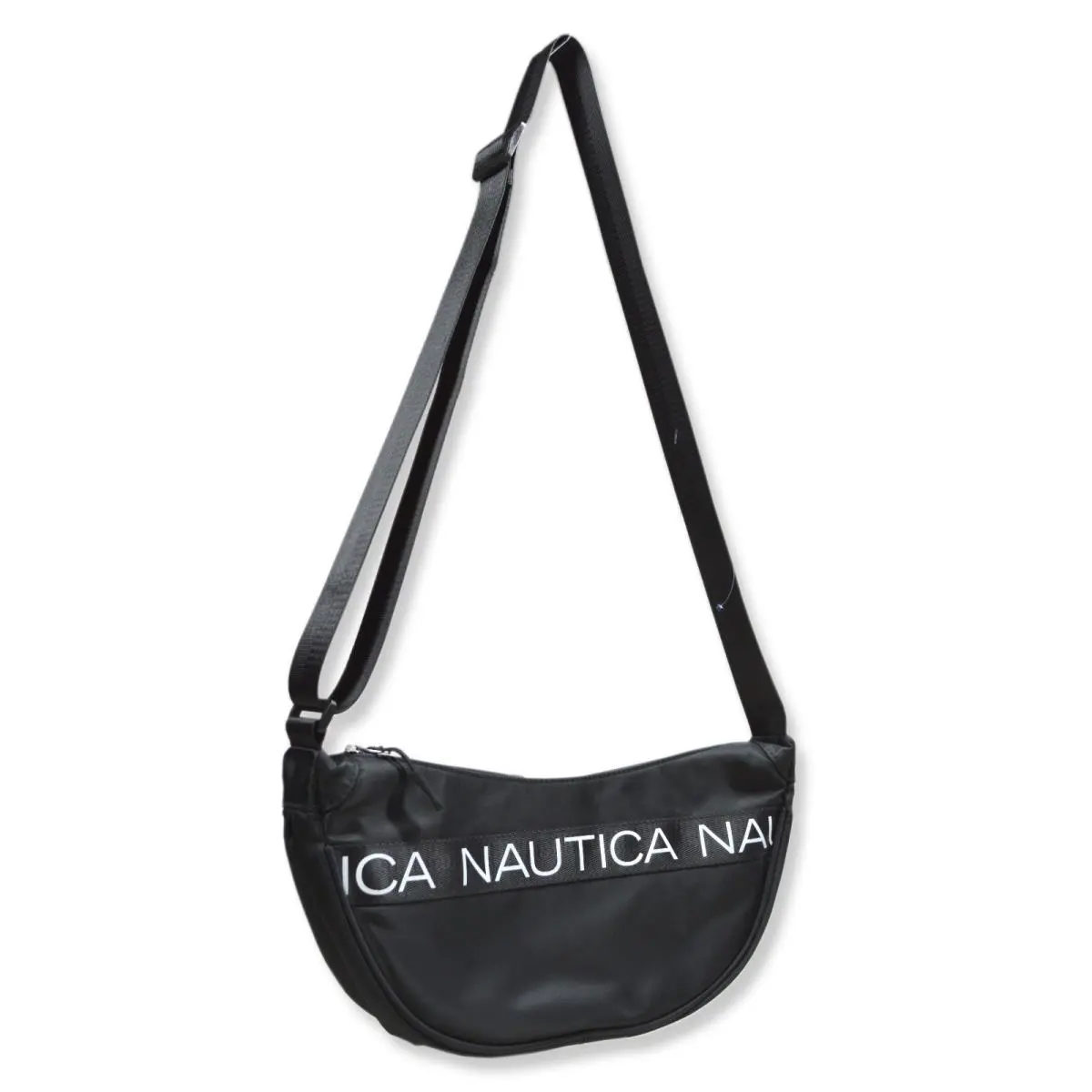 Nautica Unisex Nylon Tape Logo Adjustable Shoulder Crescent Bag Black NAU-169