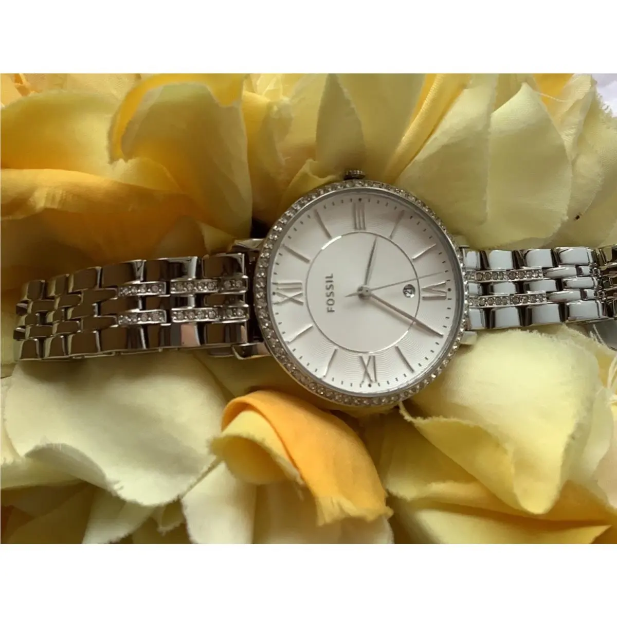 Jacqueline Silver Tone Crystalized Easy Read Time Women’s Watch 36 mm by Fossil