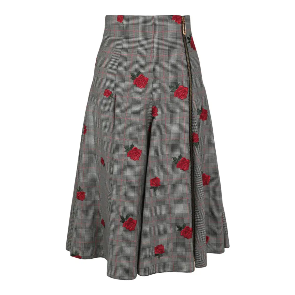 Versace Womens Floral Embroidered Plaid Skirt