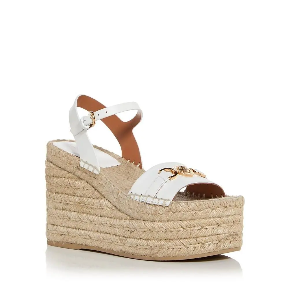 Versace Medusa Leather Wedge Espadrille Sandals EU 39.5/US 9.5