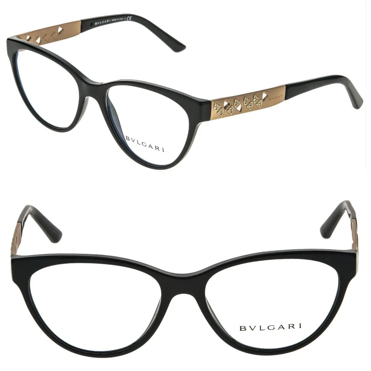 Bvlgari BV4154B 4154 Divas Dream Black Gold Crystal Fan Eyeglasses Optical 54mm