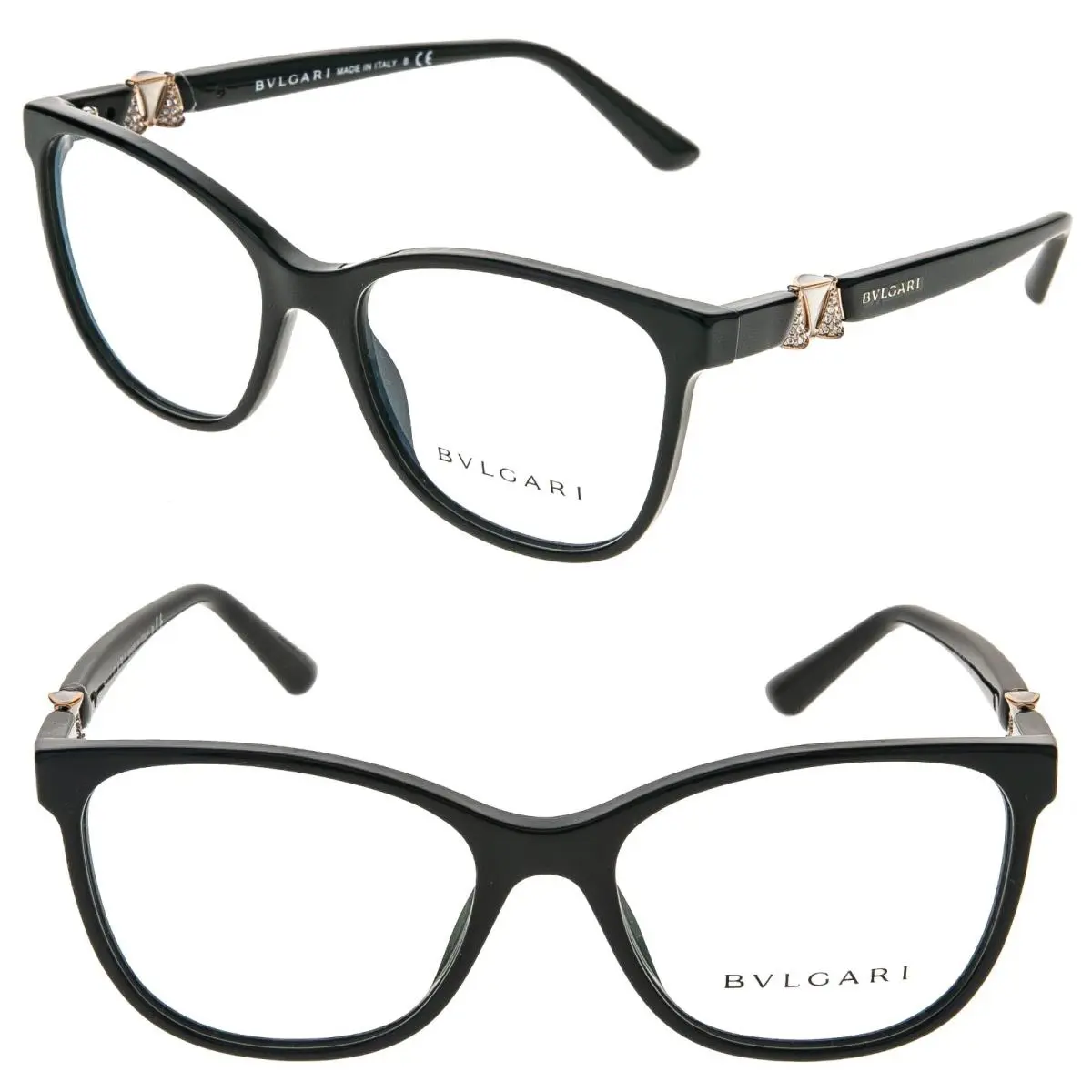 Bvlgari Bulgari BV4118B Diva 4118 Black Gold Luxury Crystal Pearl Butterfly Eyeglasses