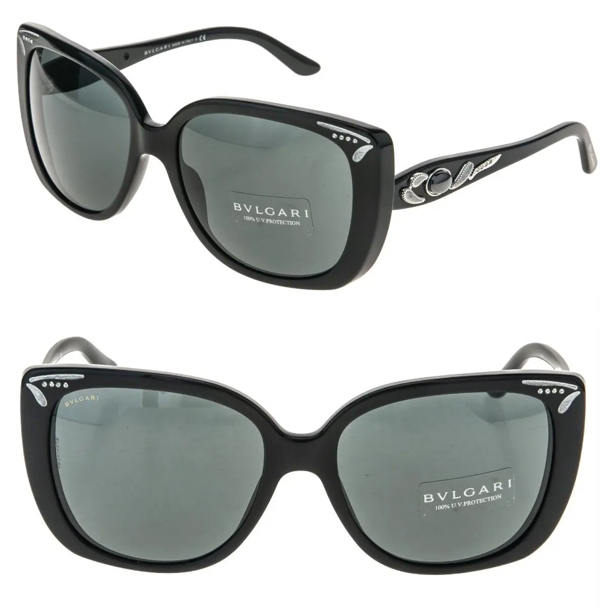 Bvlgari Jewel BV8090BM 8090 Grey Black Butterfly Designer Adorned Sunglasses