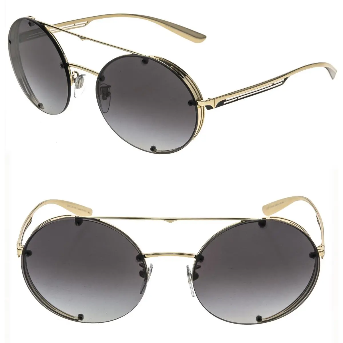 Bvlgari BV6127 6127 B.ZERO1 Gold Black Metal Oval Blinker Industrial Sunglasses