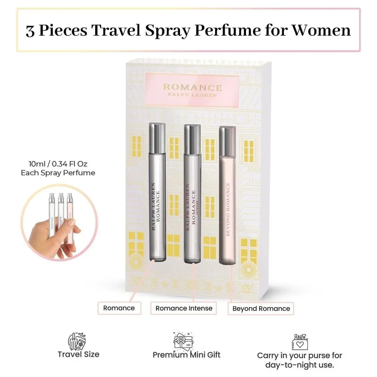 Ralph Lauren Perfume For Women 3 Piece Travel Spray Fragrance Gift Set