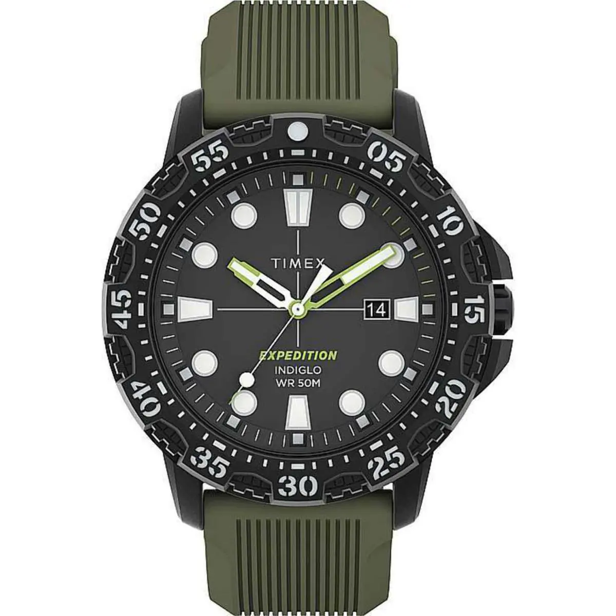 Timex TW4B25400 Men`s Expedition Gallatin Military Style Watch - Green, Dial: Black, Band: Green