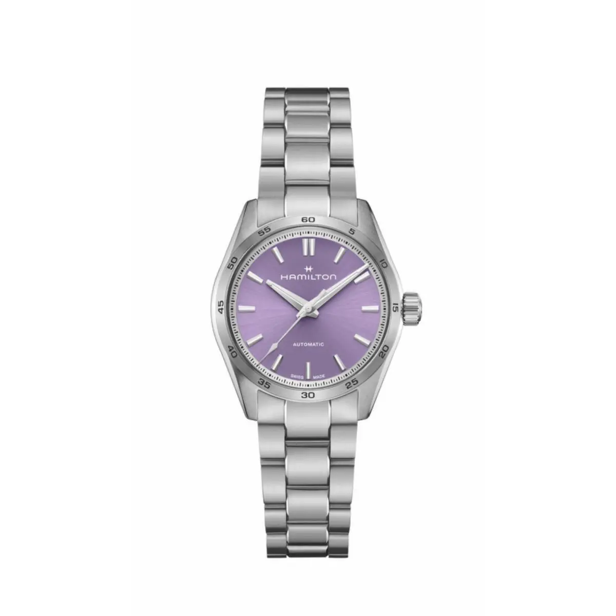 Hamilton H36105170 Jazzmaster Performer Steel 34 mm Purple Auto Women`s Watch - Dial: Purple, Band: Silver, Bezel: Silver