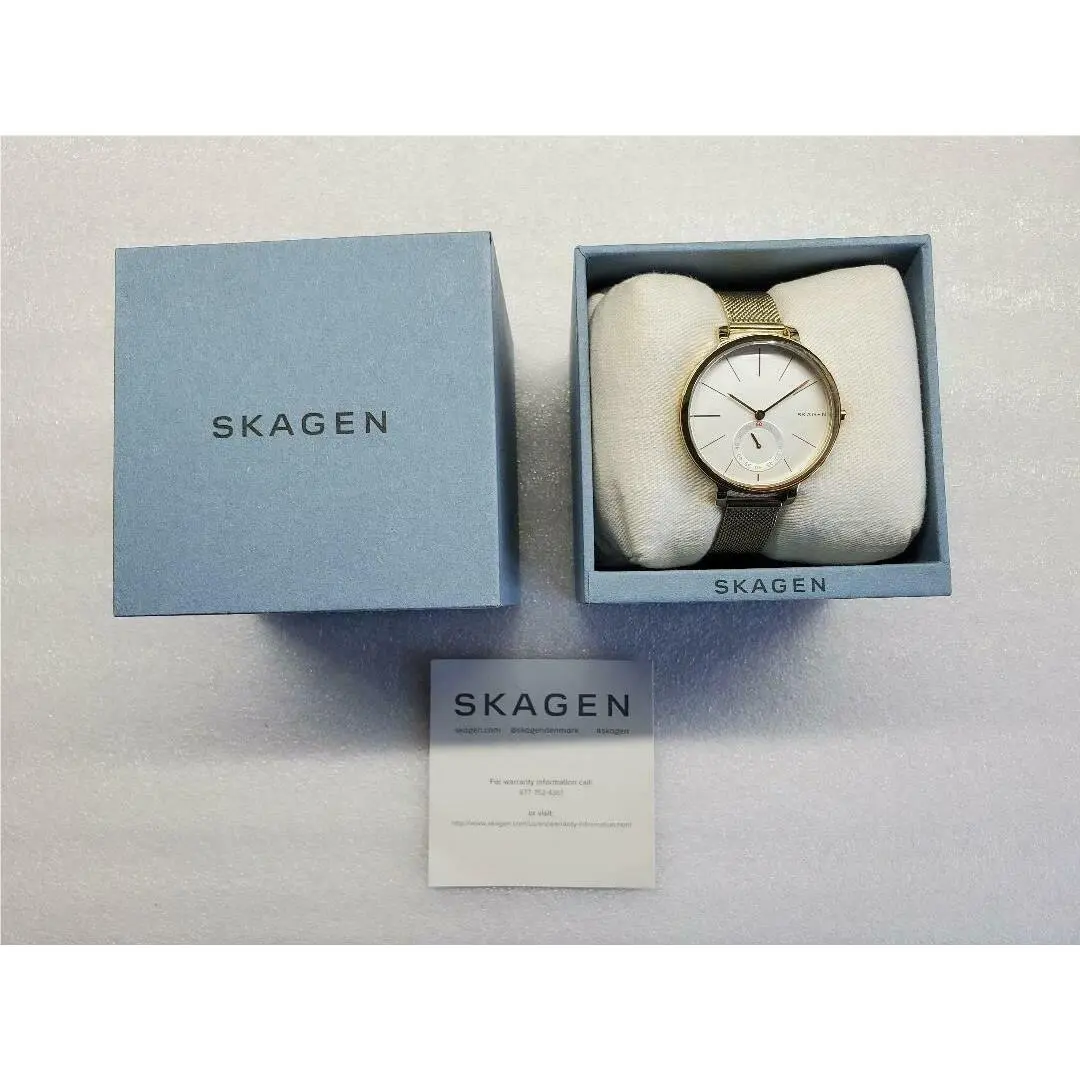 Hagen White Dial Gold-tone Mesh Stainless Steel Ladies Watch SKW2436 by Skagen