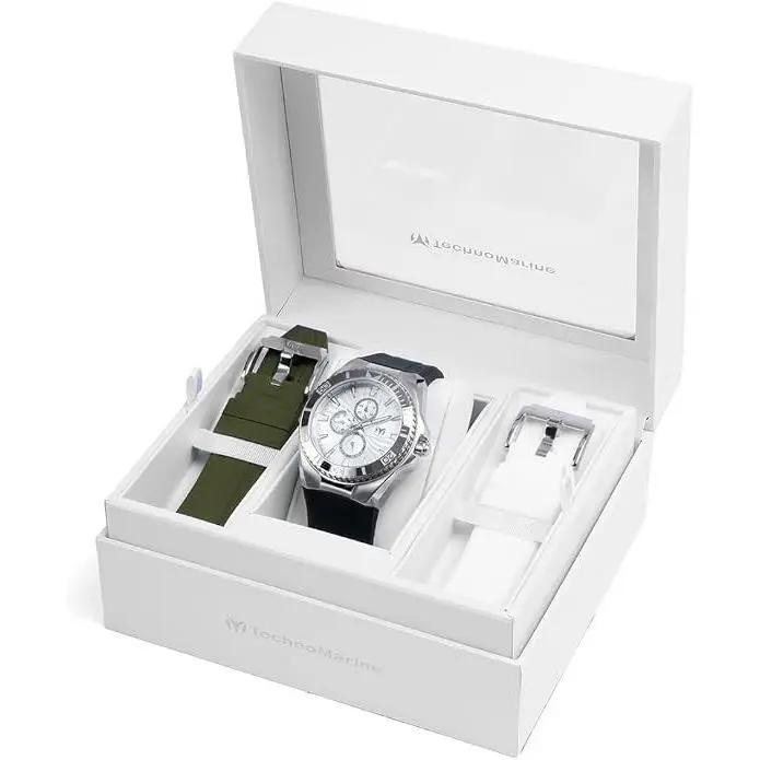 Technomarine Unisex TM-124016 Cruise 45mm Silver Black Dial w 3 Straps