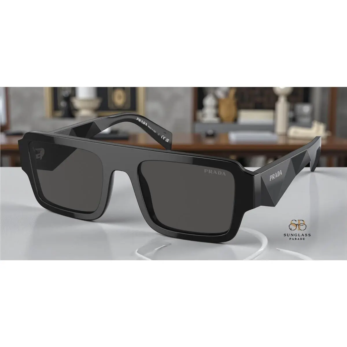 Prada PR A05S 16K08Z Black Dark Grey 53 mm Men`s Sunglasses
