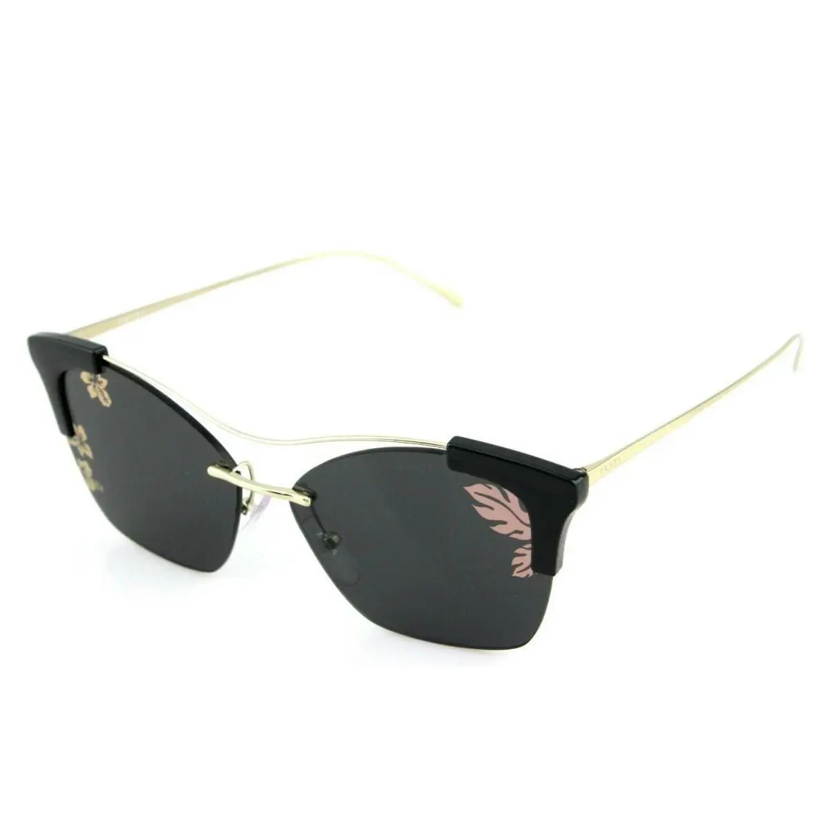 Prada SPR21U ZO8238 Cat Eye Shiny Black/gold Closeout Sunglasses Frame