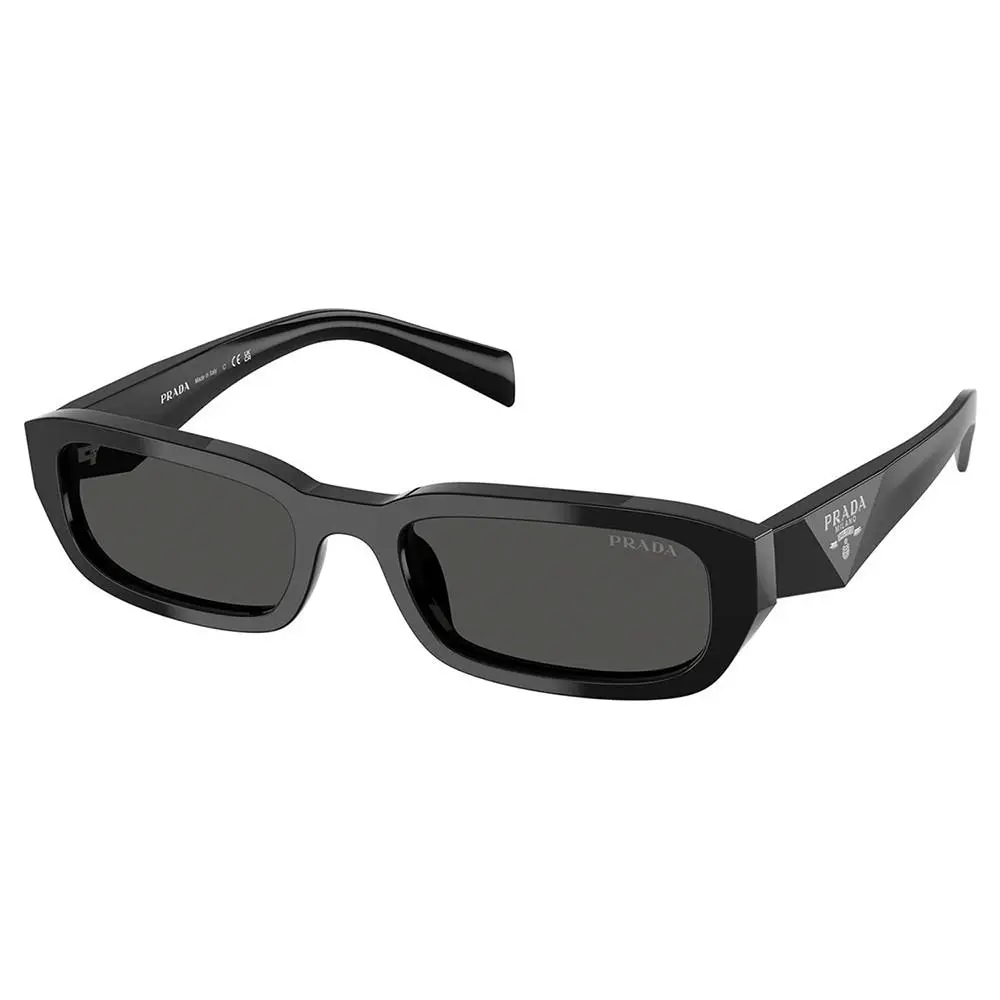 Prada PR B06S 16K08Z Black Plastic Rectangle Sunglasses Grey Lens