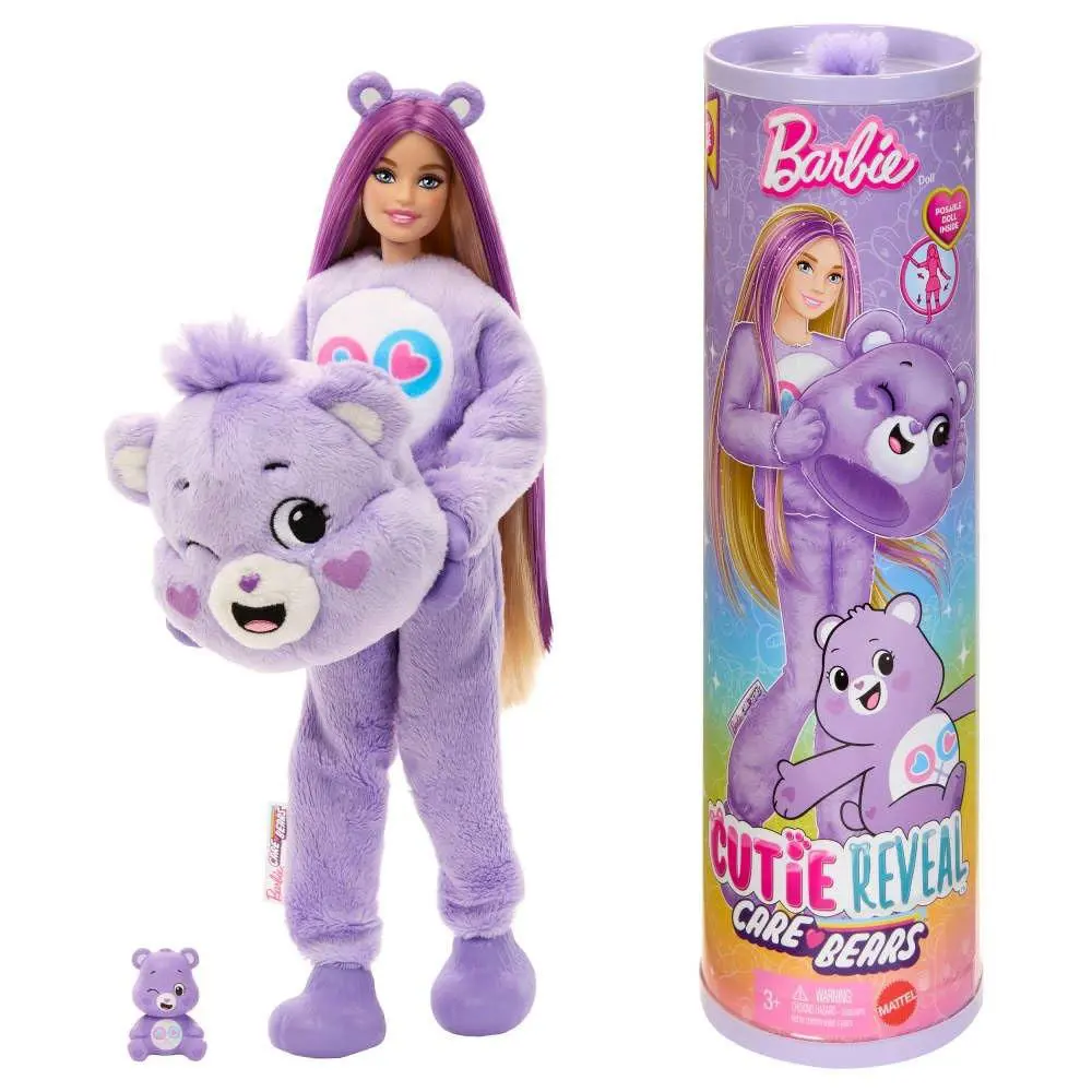 Barbie Cutie Reveal Care Bears 10 Surprises Unbox Transform and Dress Up Doll