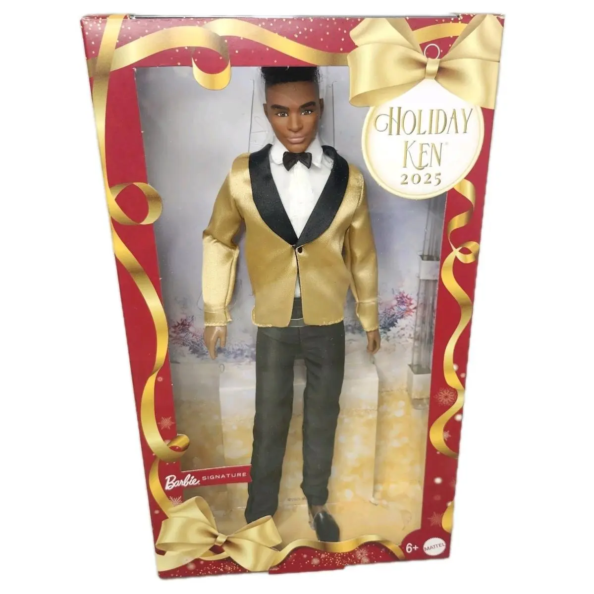 Barbie Signature 2025 Holiday Ken Doll 2 Black Hair Gold Dark Skin JGK57 Nrfb