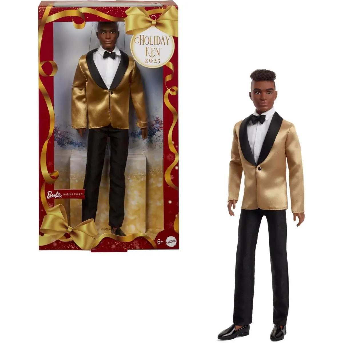 Barbie Signature 2025 Holiday Dark Brown Hair Ken Collectible Fashion Doll Weari