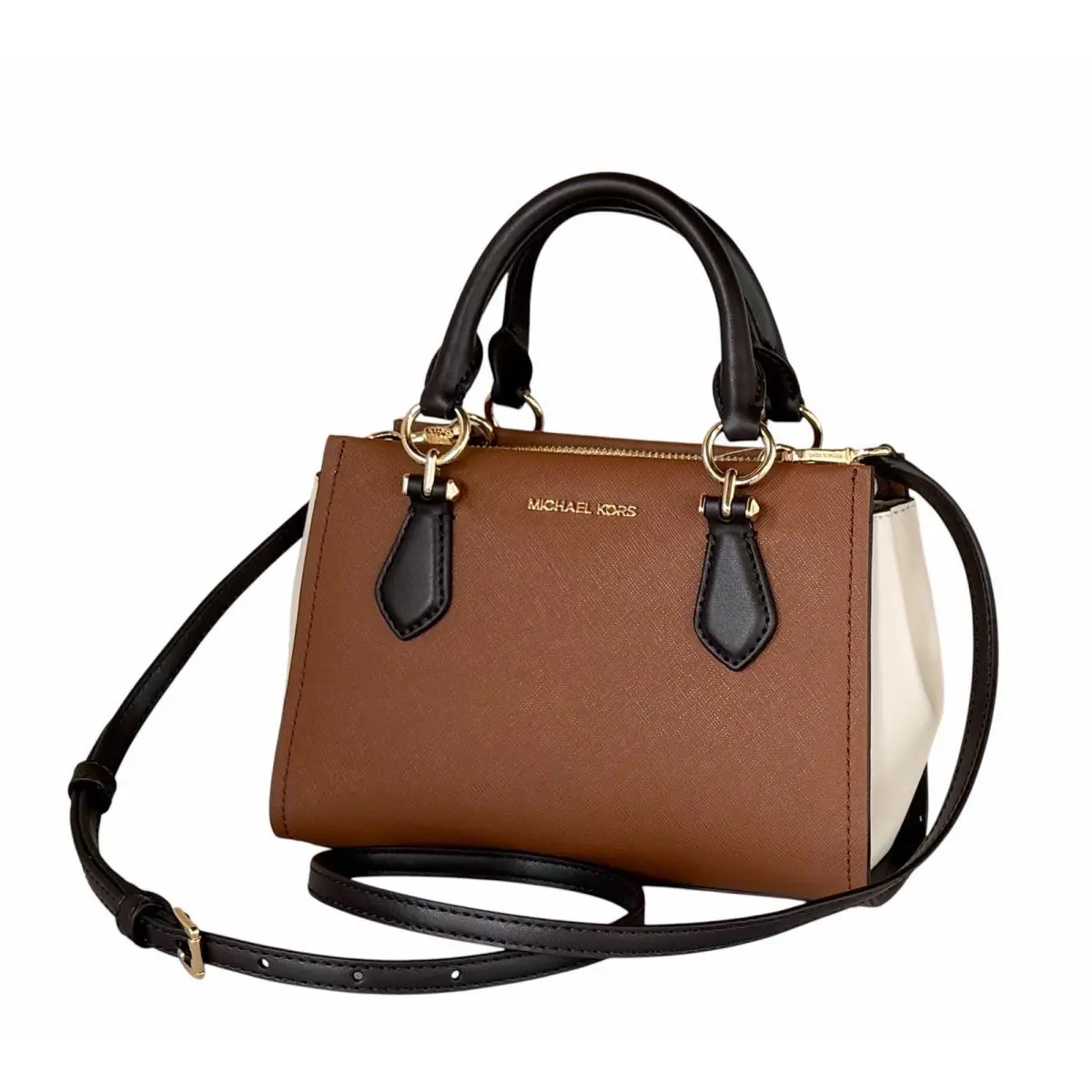 Marilyn SM Satchel Shoulder Crossbody Bag Color-block Brown Multi by Michael Kors