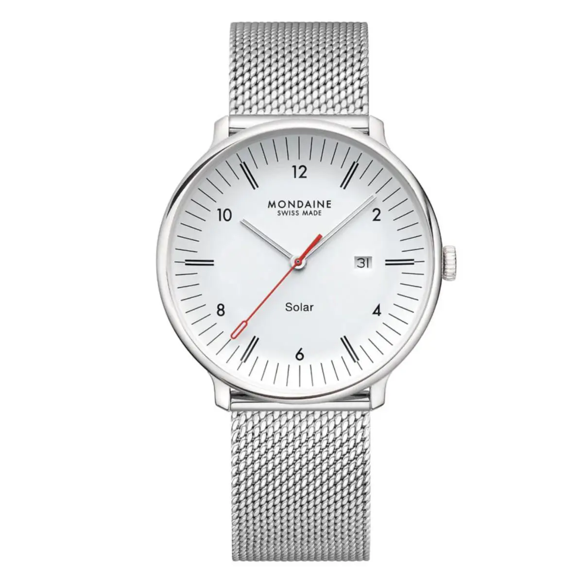 Doppio MLE.41910.SM 41 mm Steel Mesh Bracelet Date Solar Men`s Watch by Mondaine