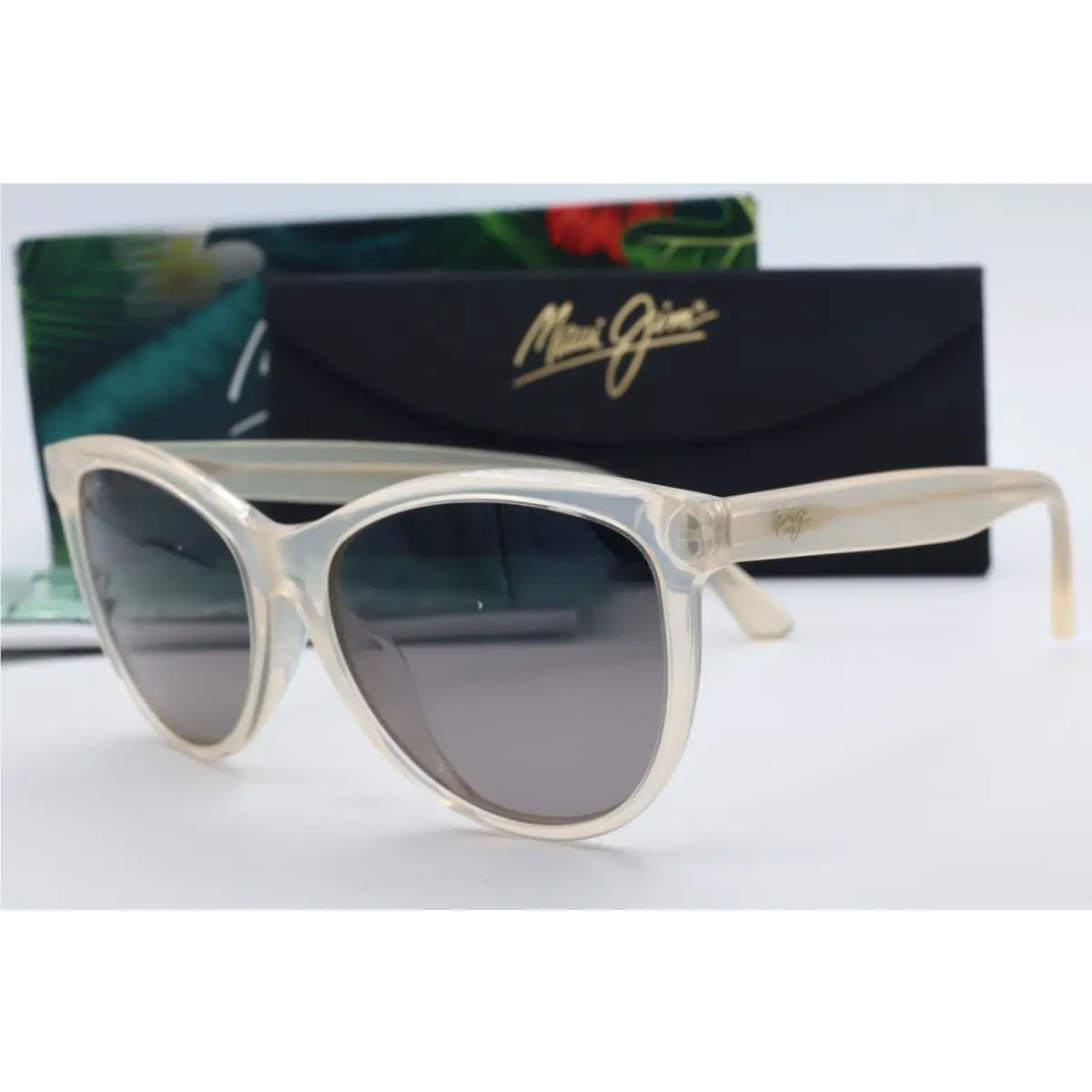 Maui Jim Glory Glory MJ 833-24S Translucent Cat Eye Sunglasses Gray Polarized