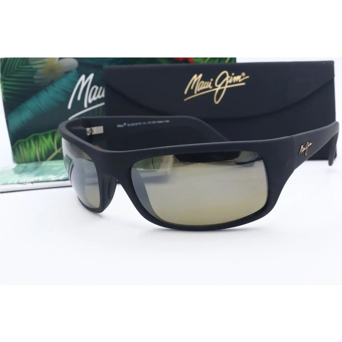 Maui Jim Peahi MJ 202-2M Black Wrap Sunglasses Bronze Polarized Lenses 65mm