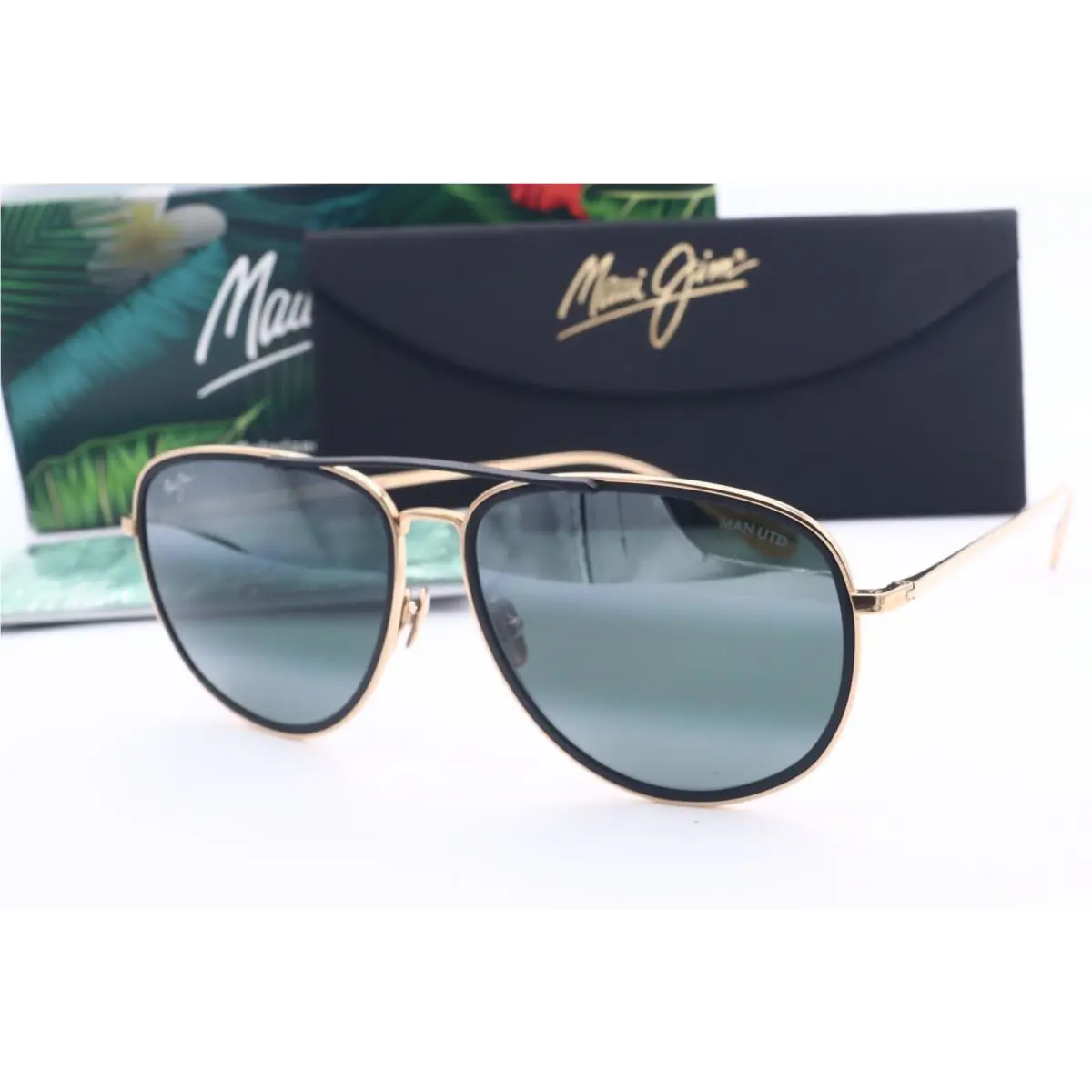 Maui Jim Fair Winds MJ 554-16UTD Black/gold Aviator Sunglasses Gray Polarized