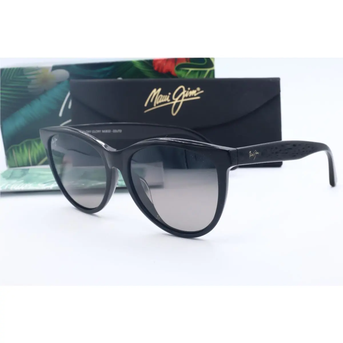 Maui Jim Glory Glory MJ 833-02UTD Black Cat Eye Sunglasses Gray Polarized Lenses