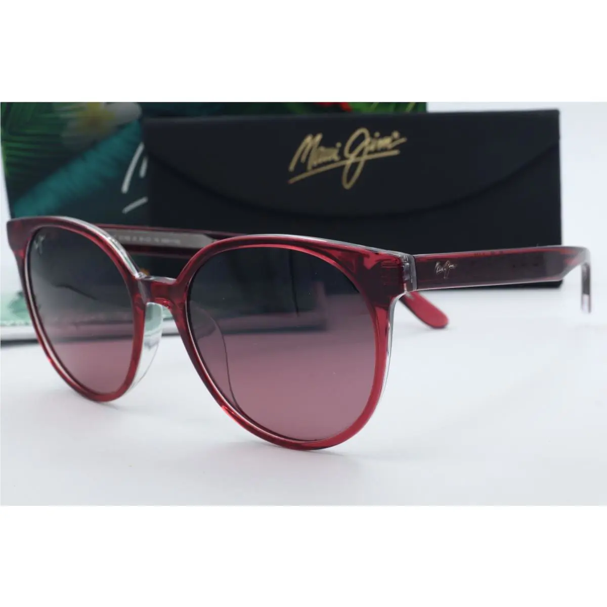 Maui Jim Mehana MJ 866-09 Pink Round Sunglasses Maui Rose Polarized Lenses 55mm