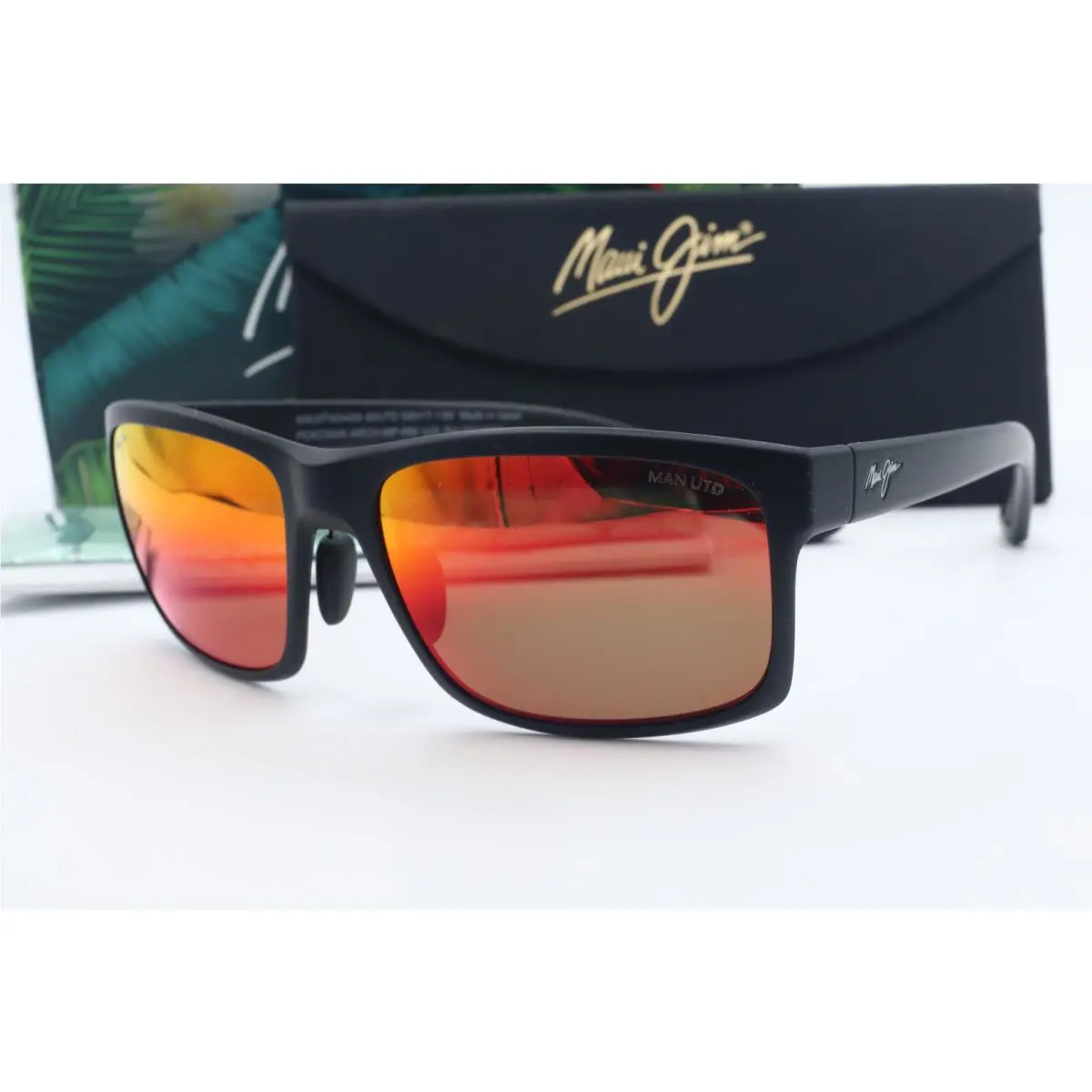 Maui Jim Pokowai Arch MJ 439-35UTD Black Wrap Sunglasses Red Polarized Lens 58mm