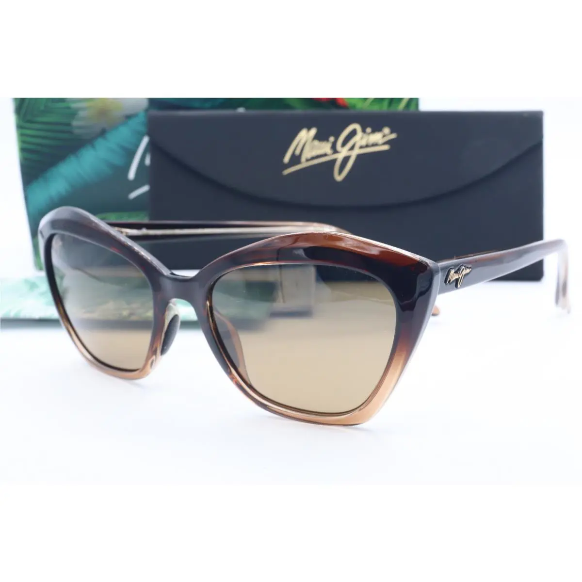 Maui Jim Lotus MJ 827-01 Tortoise Cat Eye Sunglasses Brown Polarized Lenses 56mm