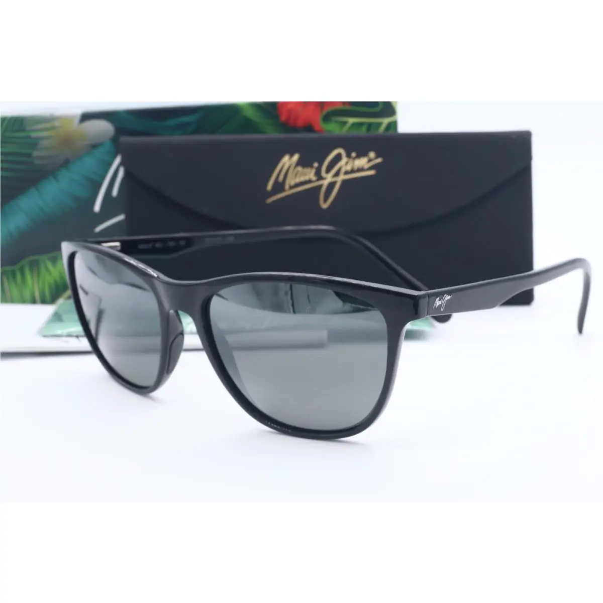 Maui Jim Sugar Cane MJ 783-02 Black Cat Eye Sunglasses Gray Polarized Lens 57mm