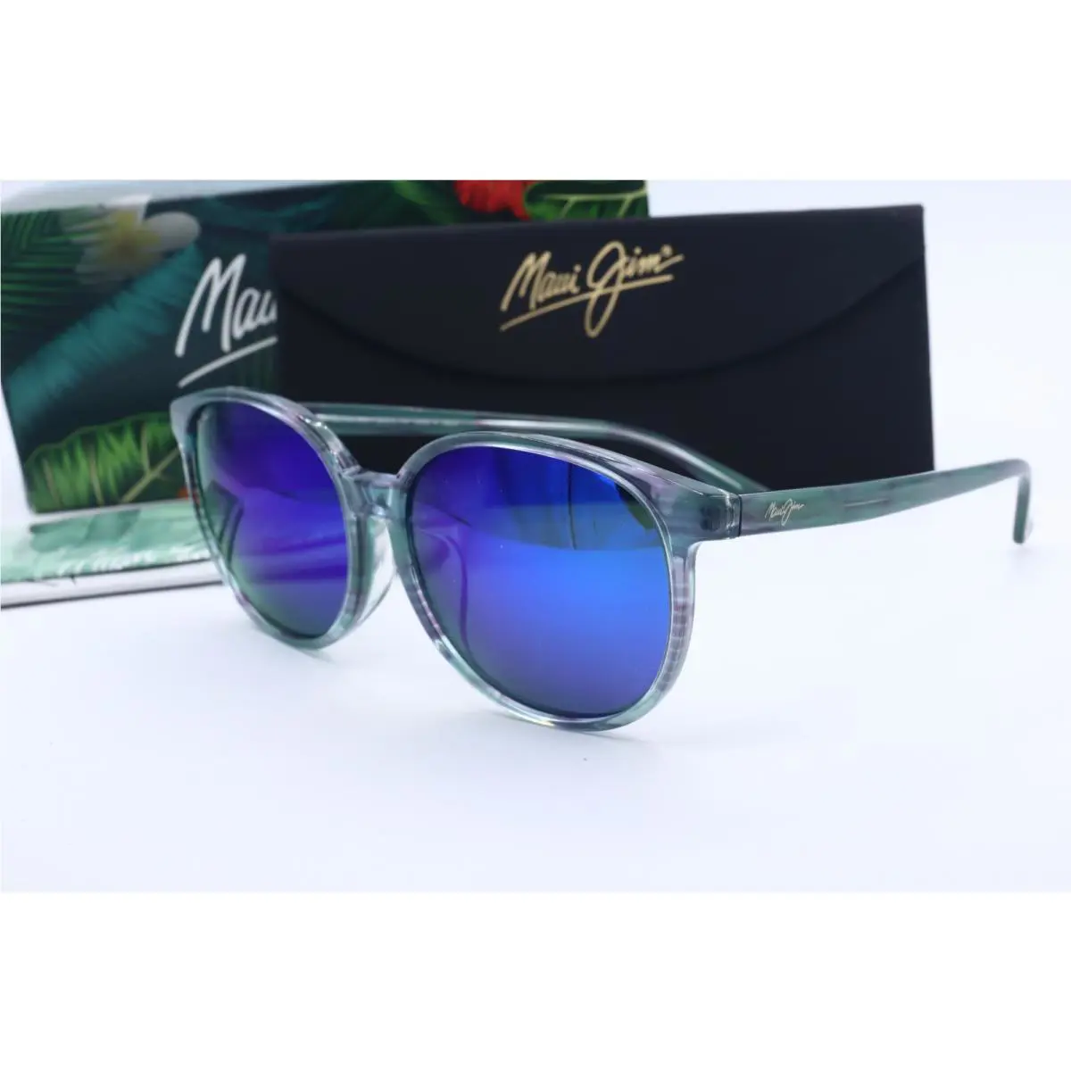 Maui Jim Water Lily MJ 796N-55B Translucent Oval Sunglasses Blue Polarized Lens