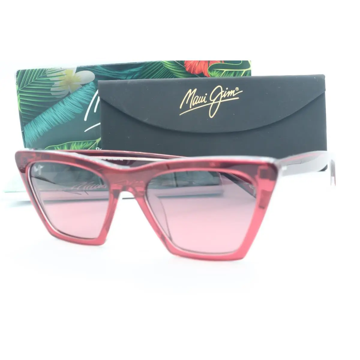 Maui Jim Kini Kini MJ 849-52C Pink Cat Eye Sunglasses Maui Rose Polarized Lense