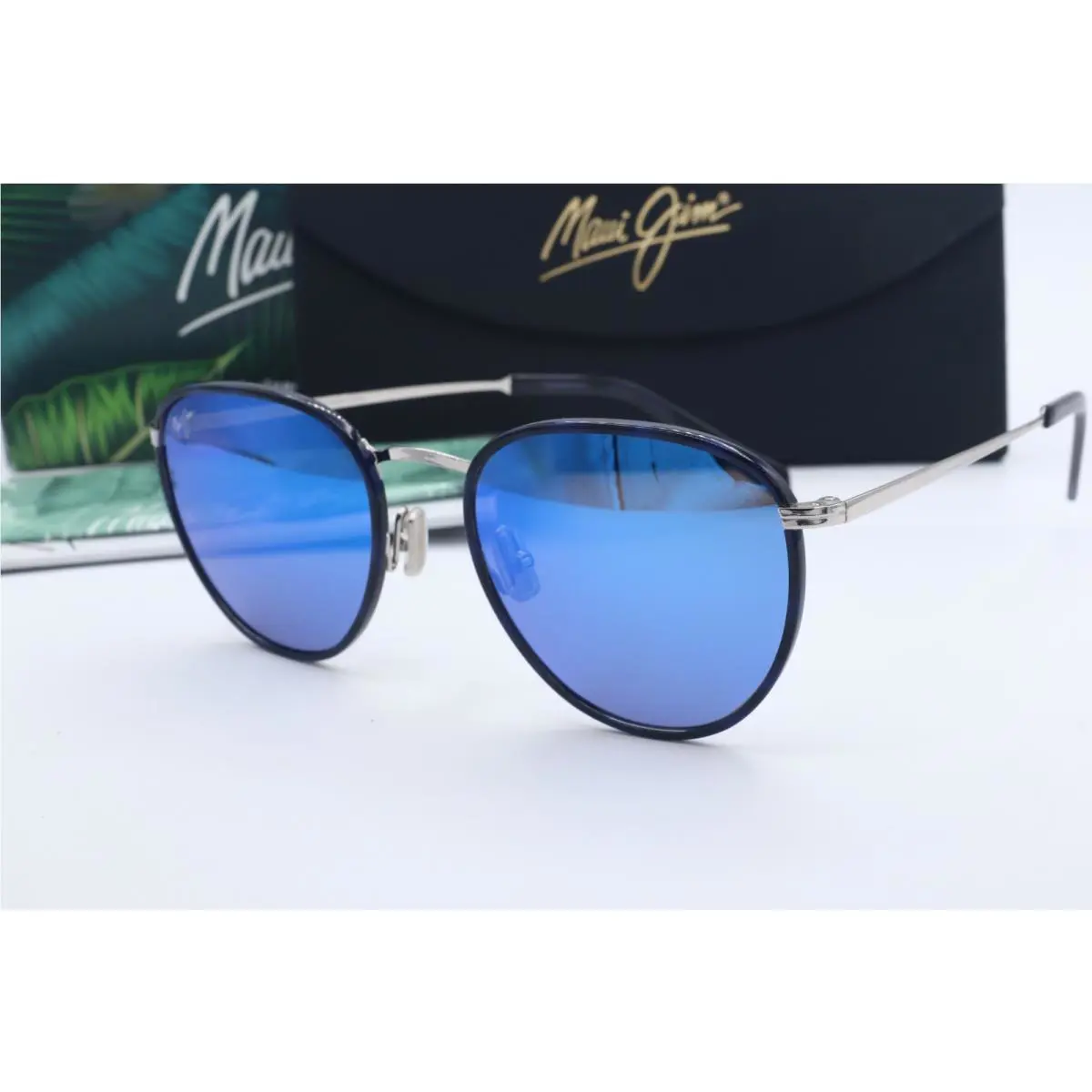 Maui Jim Noni MJ 854-03 Black Oval Sunglasses Blue Polarized Lenses 54mm